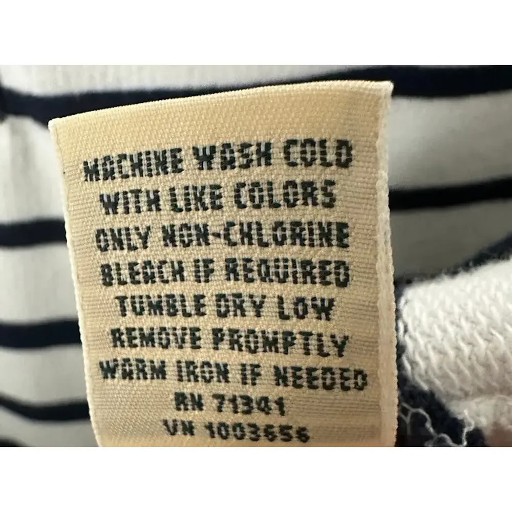 LL Bean Sweater Womens Extra Large White Navy Striped Rugby Soft Cotton Preppy - Picture 9 of 12